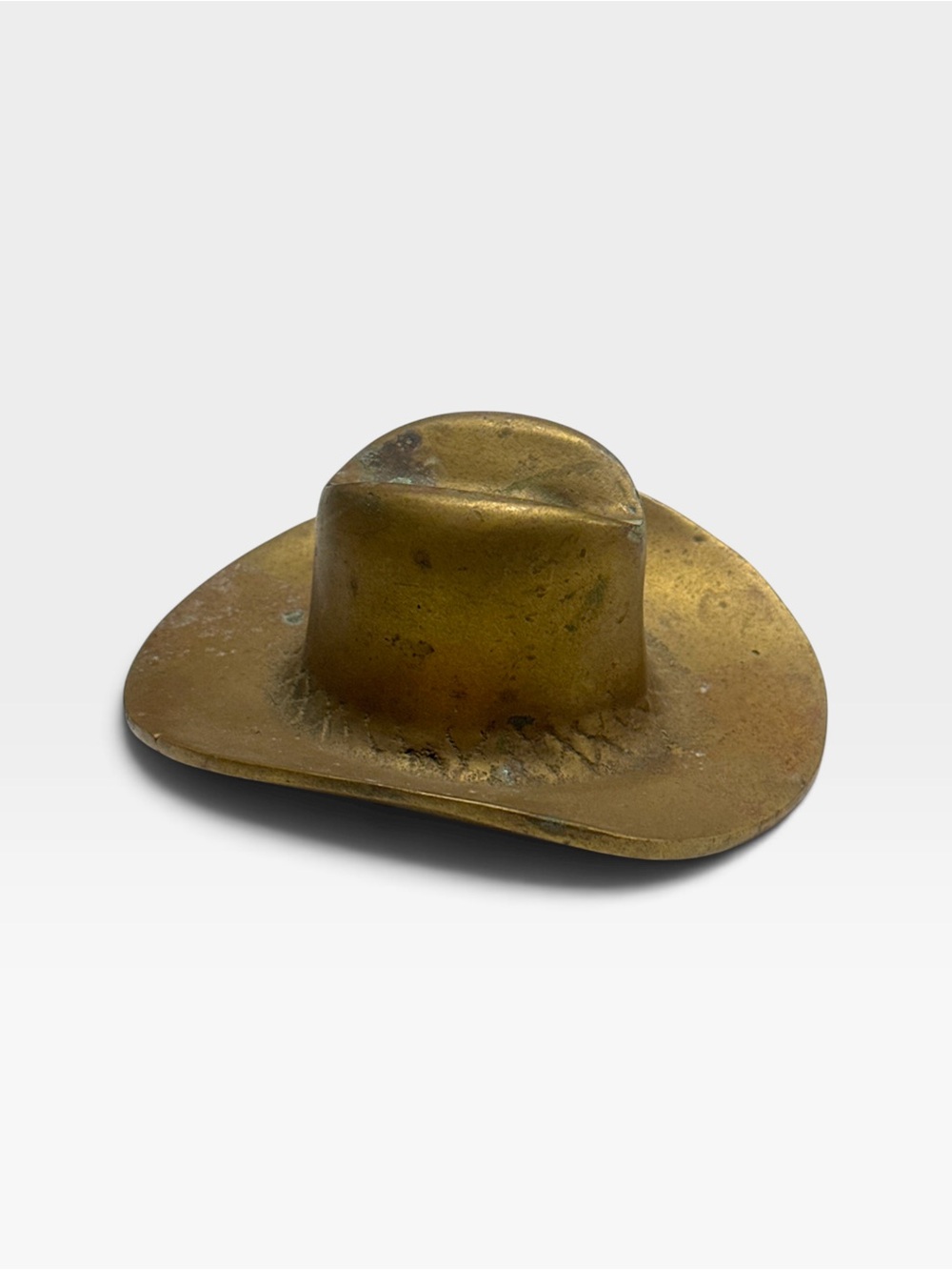 VTG Solid Brass Cowboy Hat Paperweight Decorative Accent Western